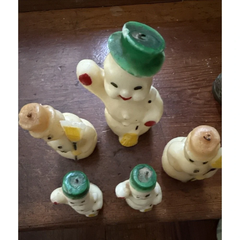 Vintage 5-Snowmen,2-Santa,2-pillar,2-standing boy & girl,‎ 1 mini girl candles